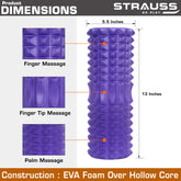 Strauss Grid Foam Roller, 33cm (Purple) and Acupressure Massage Ball, 3.5-inch (Blue)